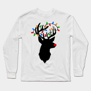 Reindeer Christmas Light Long Sleeve T-Shirt